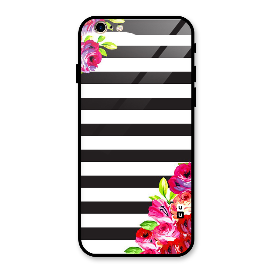 Floral Stripes Glass Back Case for iPhone 6 6S