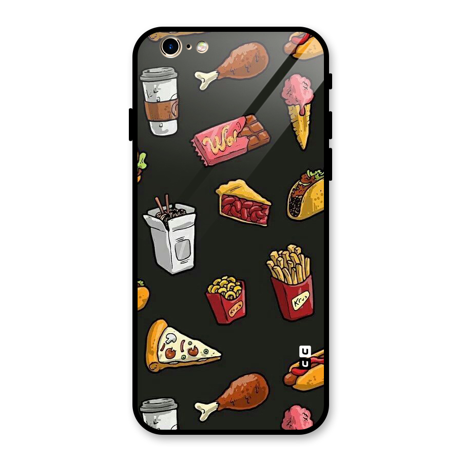 Foodie Pattern Glass Back Case for iPhone 6 6S