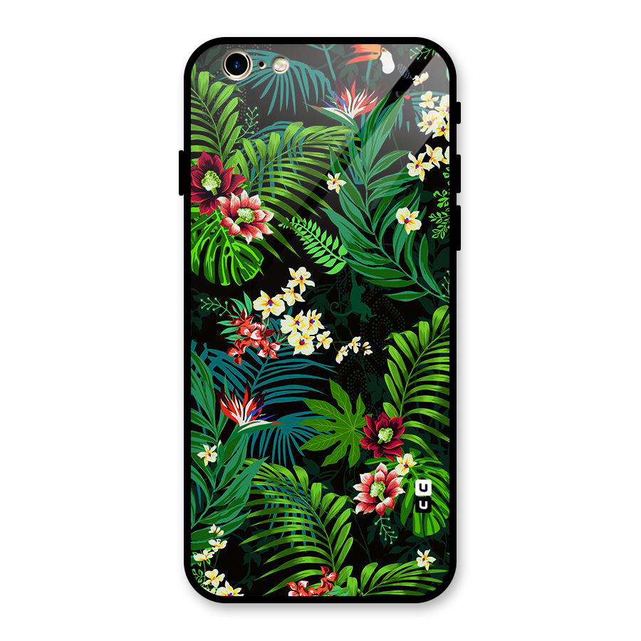 Green Leaf Design Glass Back Case for iPhone 6 6S