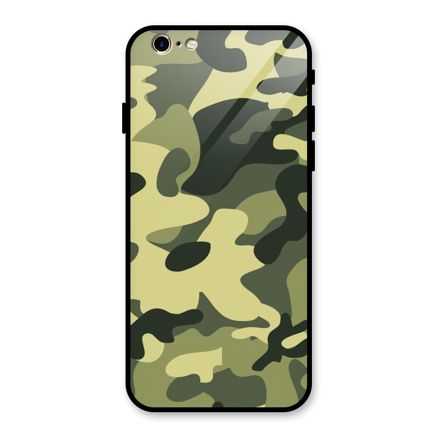 Green Military Pattern Glass Back Case for iPhone 6 6S