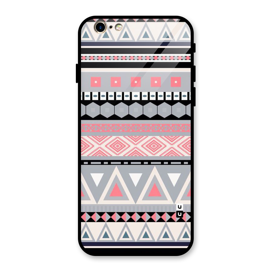 Grey Pink Pattern Glass Back Case for iPhone 6 6S