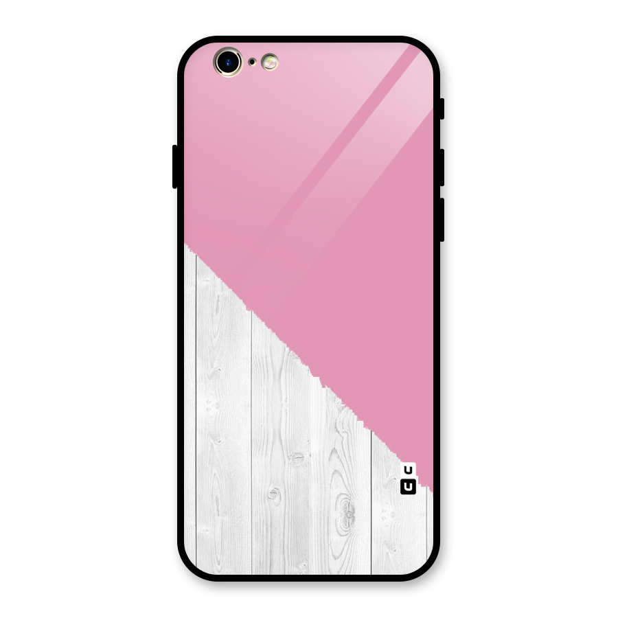 Grey Pink Wooden Design Glass Back Case for iPhone 6 6S