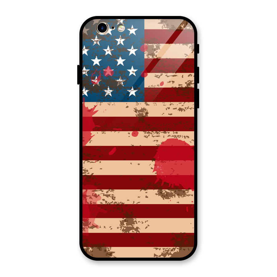 Grunge USA Flag Glass Back Case for iPhone 6 6S