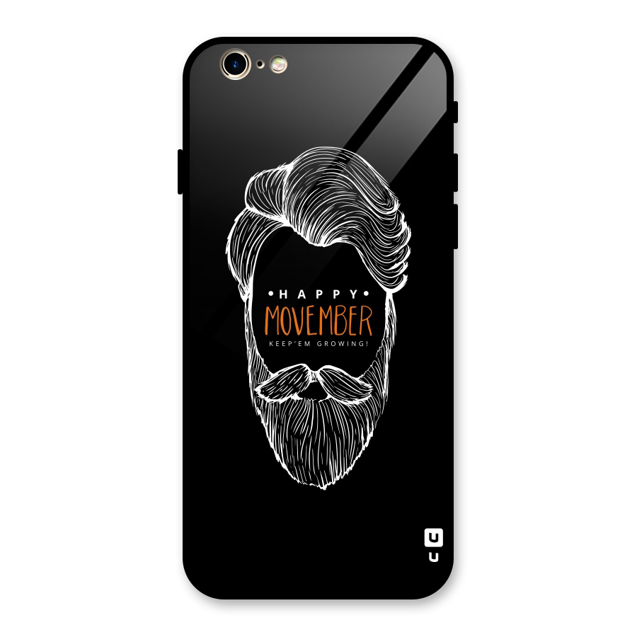 Happy Movember Black Glass Back Case for iPhone 6 6S