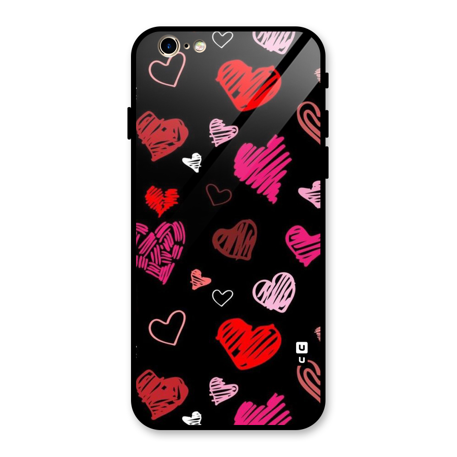 Hearts Art Pattern Glass Back Case for iPhone 6 6S