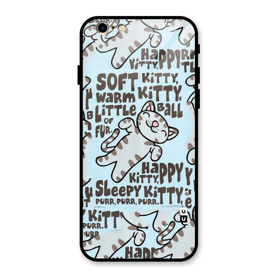 Kitty Pattern Glass Back Case for iPhone 6 6S