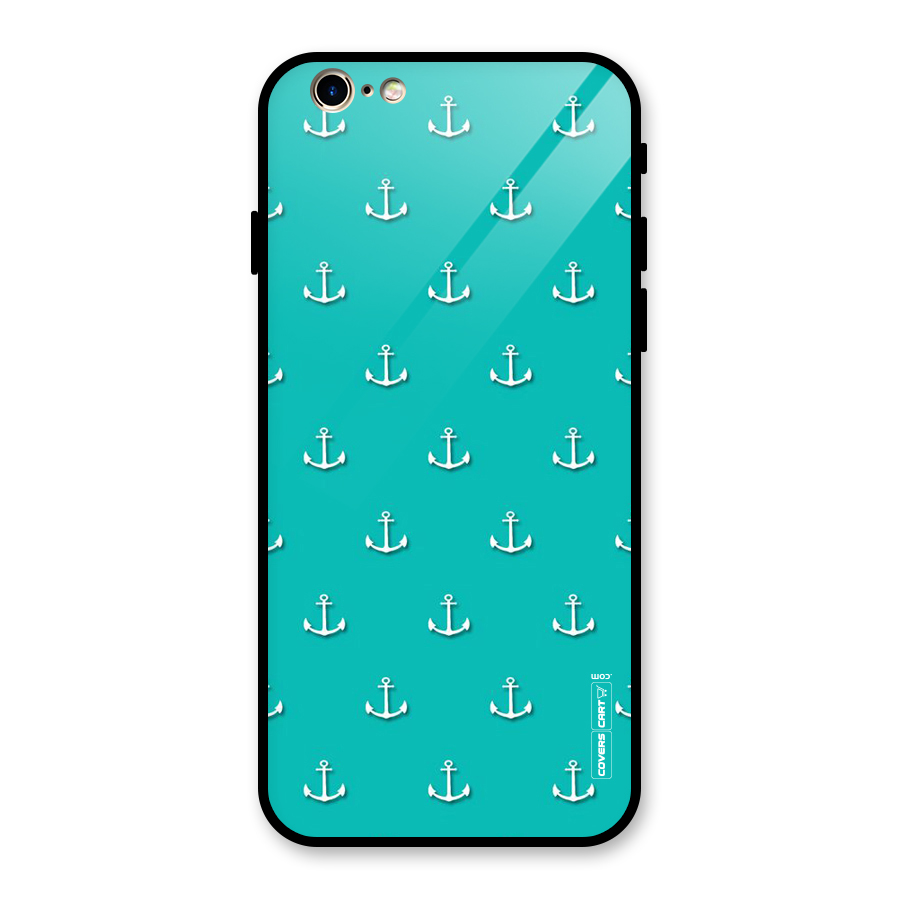 Light Blue Anchor Glass Back Case for iPhone 6 6S