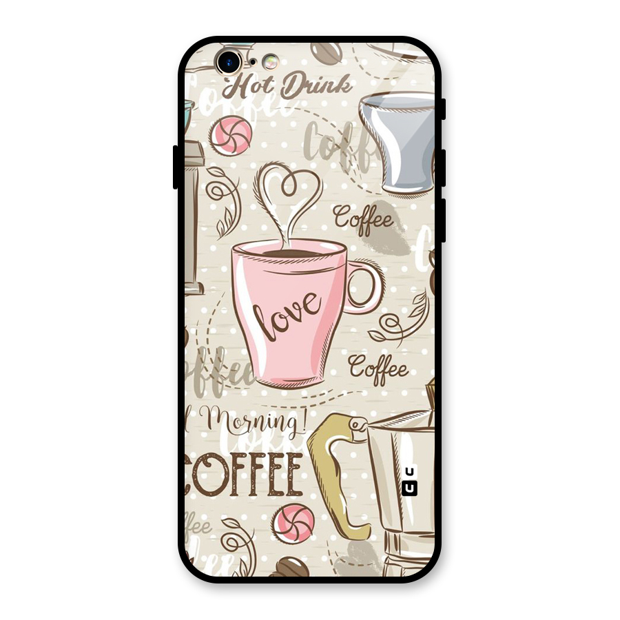 Love Coffee Design Glass Back Case for iPhone 6 6S