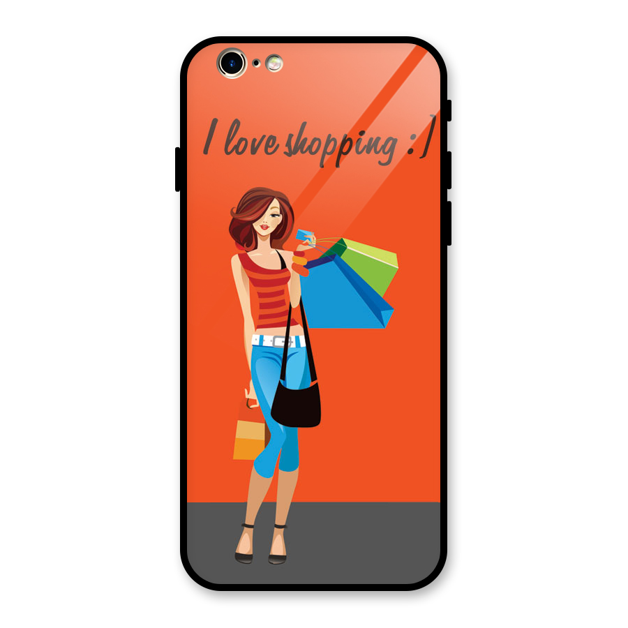 Love Shopping Classy Girl Glass Back Case for iPhone 6 6S