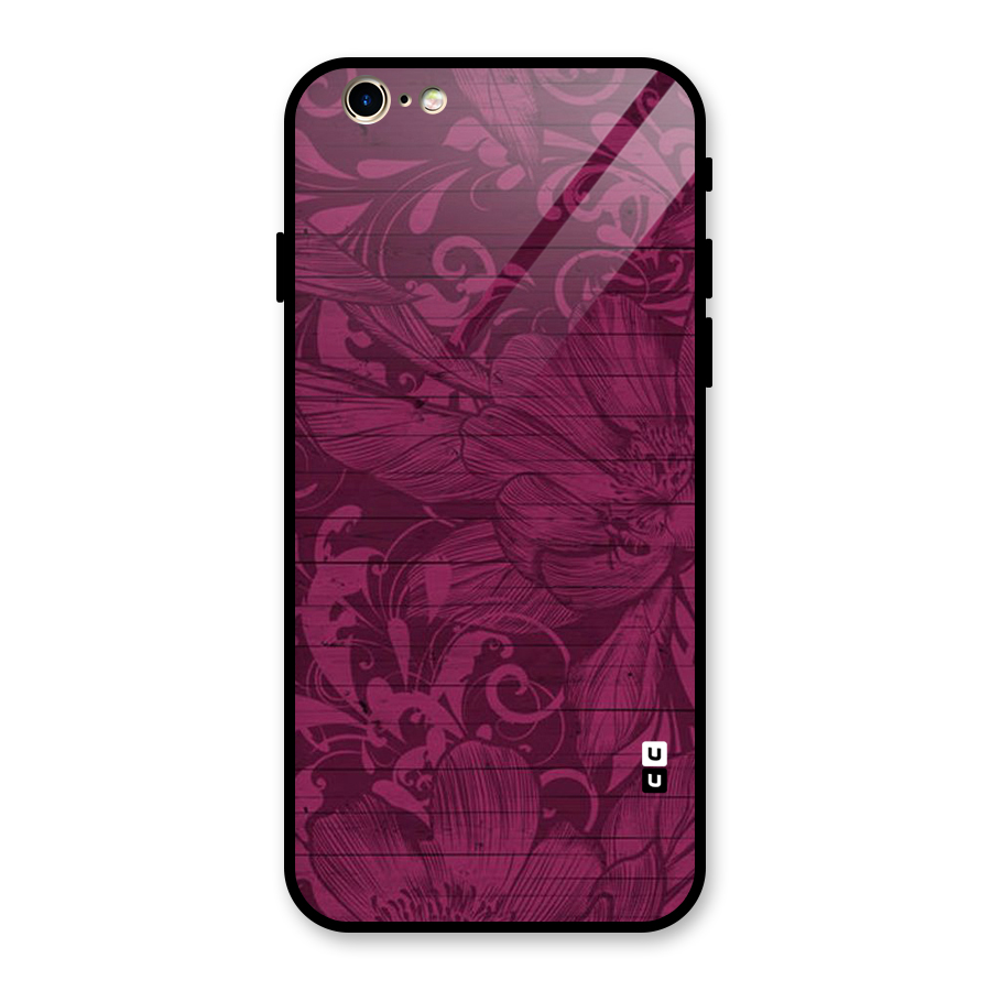 Magenta Floral Pattern Glass Back Case for iPhone 6 6S