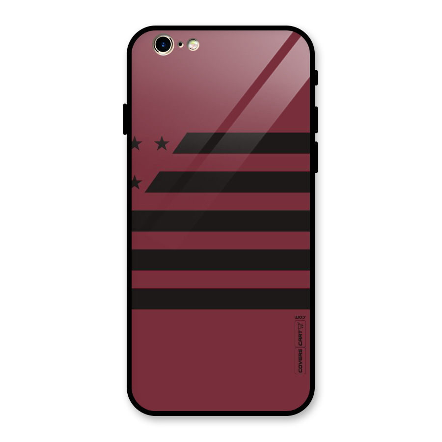 Maroon Star Striped Glass Back Case for iPhone 6 6S