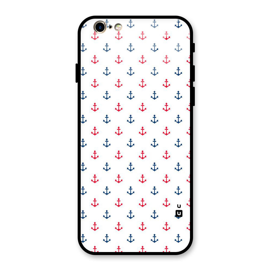 Minimal Anchor Pattern Glass Back Case for iPhone 6 6S