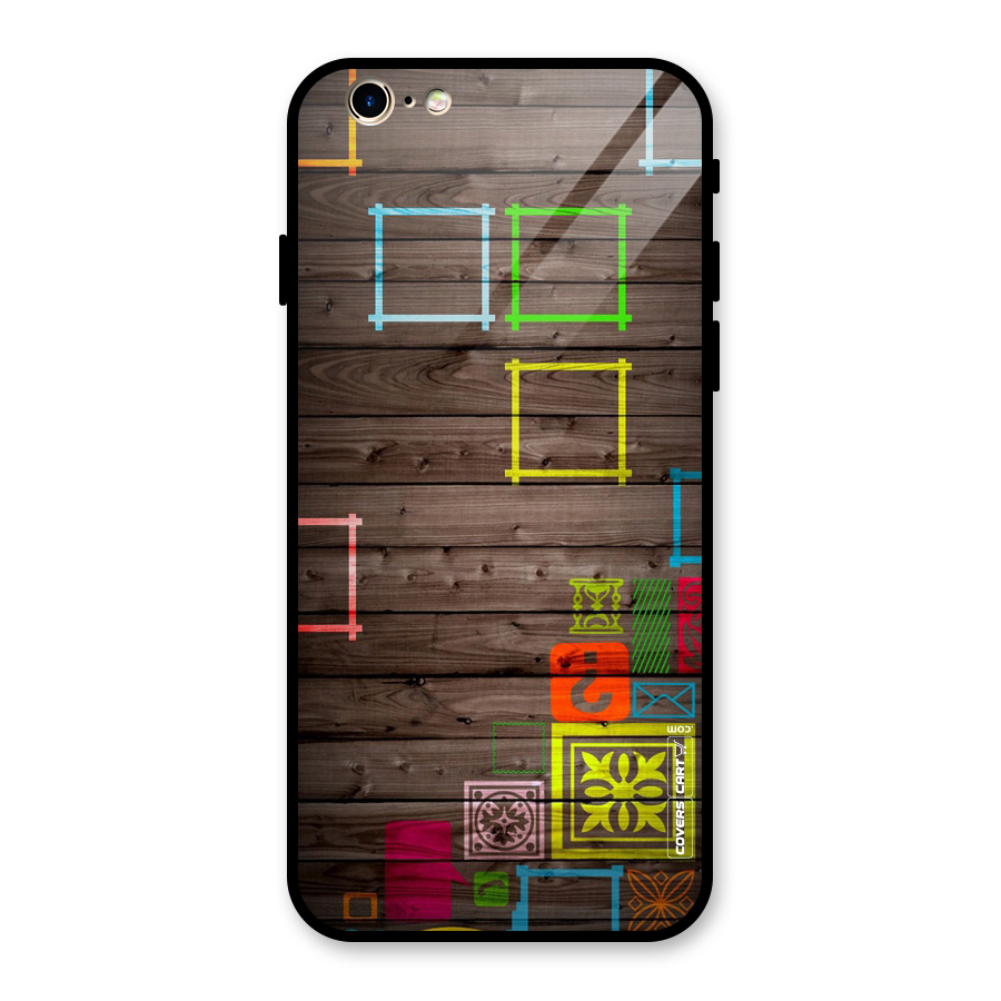 Multicolor Frame Design Glass Back Case for iPhone 6 6S