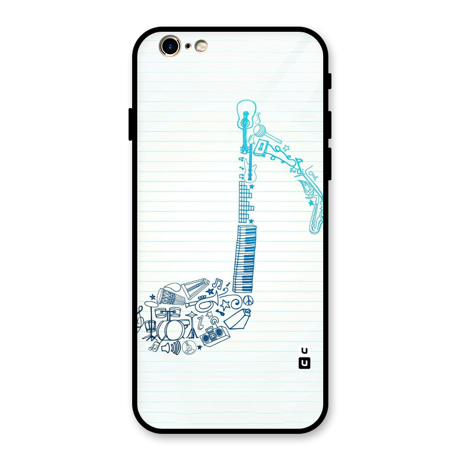 Music Note Design Glass Back Case for iPhone 6 6S