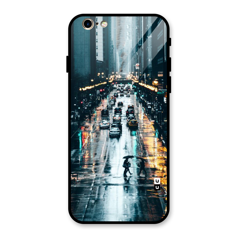 NY Streets Rainy Glass Back Case for iPhone 6 6S