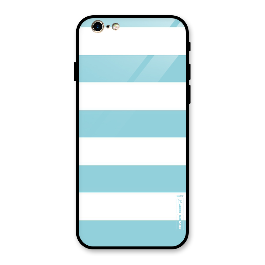 Pastel Blue White Stripes Glass Back Case for iPhone 6 6S