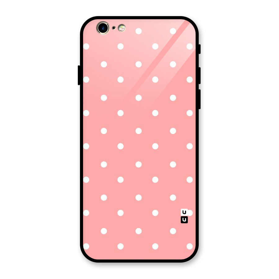 Peach Polka Pattern Glass Back Case for iPhone 6 6S