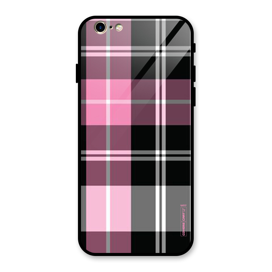 Pink Black Check Glass Back Case for iPhone 6 6S