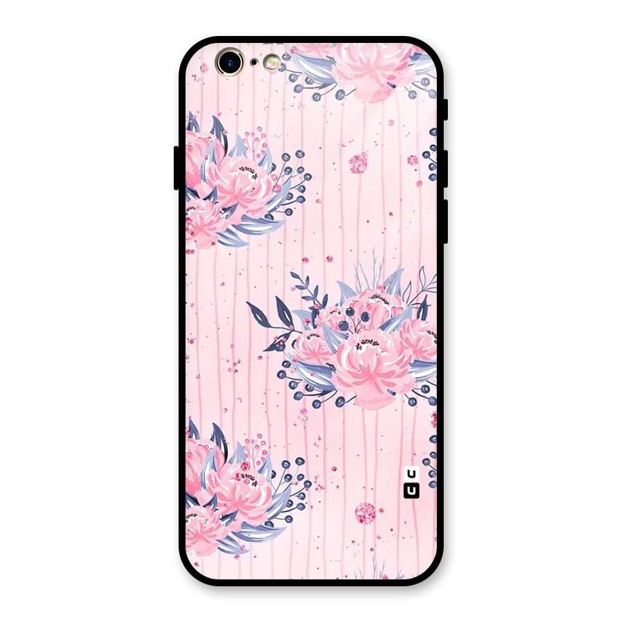 Pink Floral and Stripes Glass Back Case for iPhone 6 6S