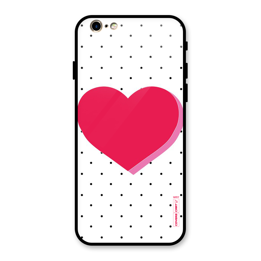 Pink Polka Heart Glass Back Case for iPhone 6 6S
