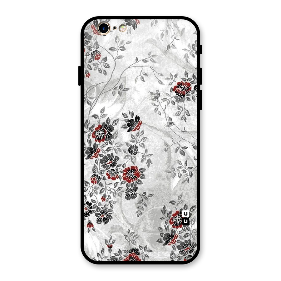 Pleasing Grey Floral Glass Back Case for iPhone 6 6S