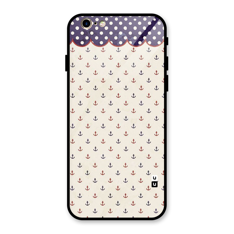 Polka Anchor Glass Back Case for iPhone 6 6S