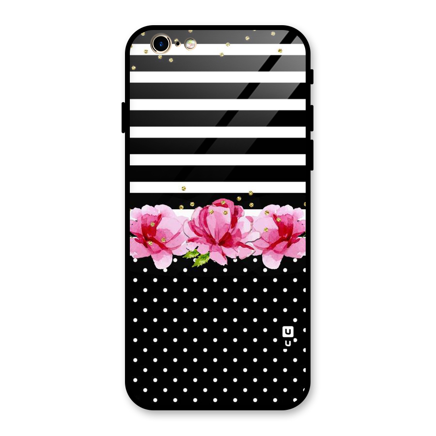 Polka Floral Stripes Glass Back Case for iPhone 6 6S