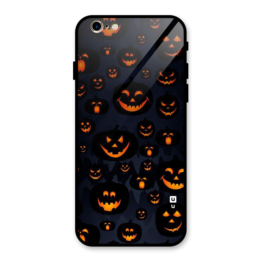 Pumpkin Smile Pattern Glass Back Case for iPhone 6 6S