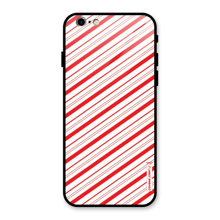 Red And White Diagonal Stripes Glass Back Case for iPhone 6 6S
