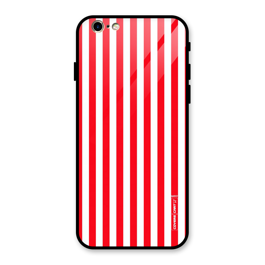 Red And White Straight Stripes Glass Back Case for iPhone 6 6S