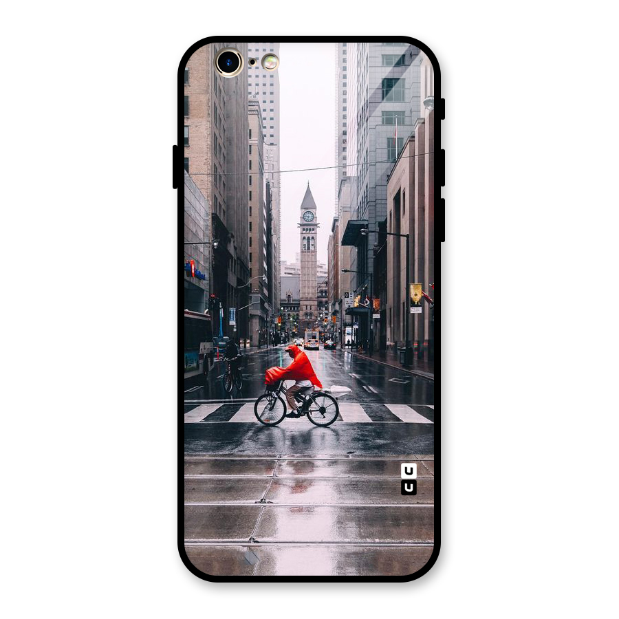 Red Bicycle Street Glass Back Case for iPhone 6 6S
