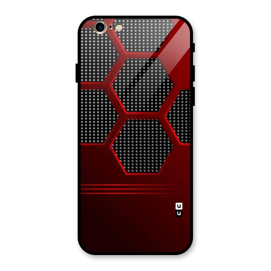 Red Black Hexagons Glass Back Case for iPhone 6 6S