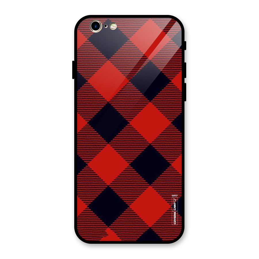 Red Diagonal Check Glass Back Case for iPhone 6 6S