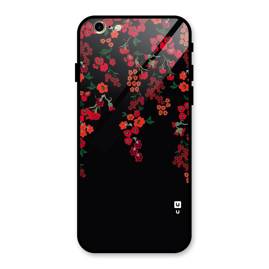 Red Floral Pattern Glass Back Case for iPhone 6 6S