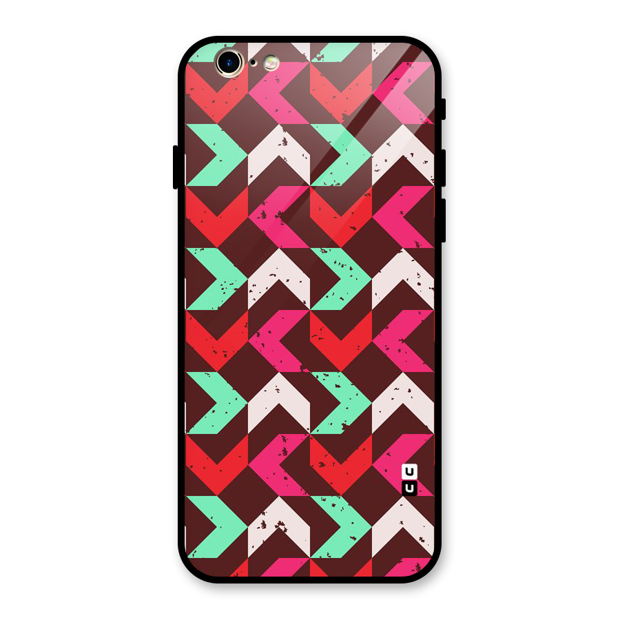 Retro Red Pink Pattern Glass Back Case for iPhone 6 6S
