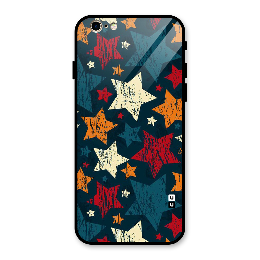 Rugged Star Design Glass Back Case for iPhone 6 6S