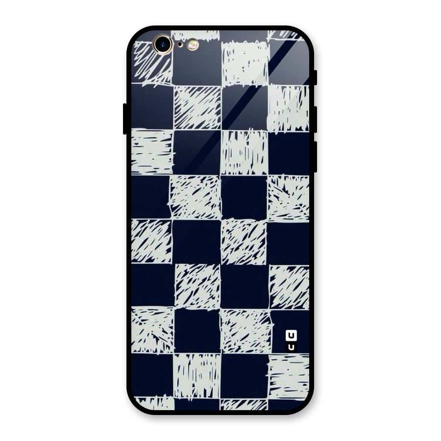Sketchy Check Design Glass Back Case for iPhone 6 6S