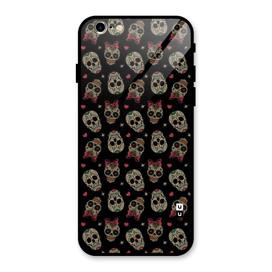 Skull Pattern Glass Back Case for iPhone 6 6S