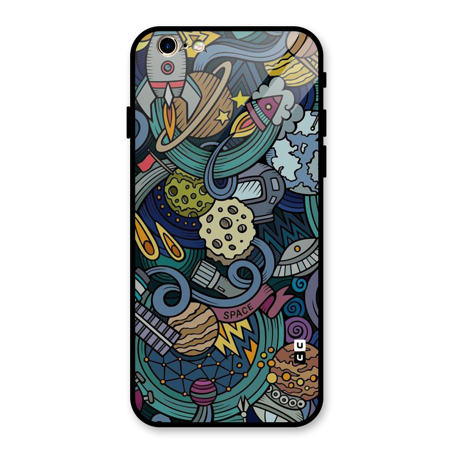 Space Pattern Blue Glass Back Case for iPhone 6 6S