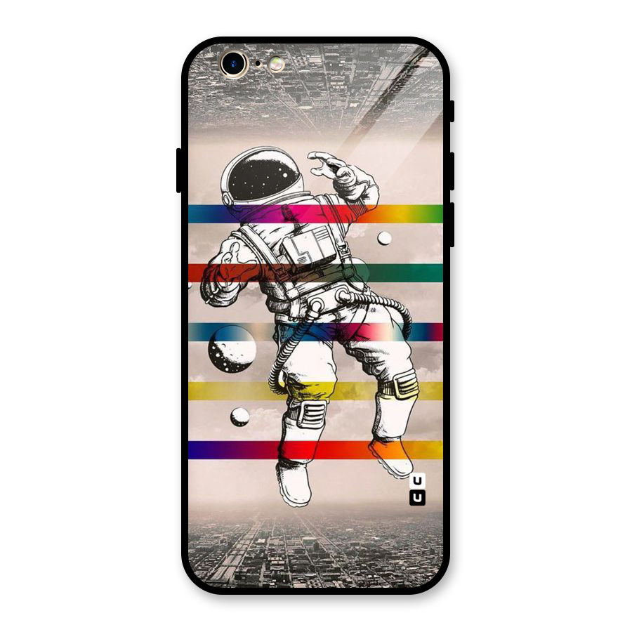 Spaceman Rainbow Stripes Glass Back Case for iPhone 6 6S
