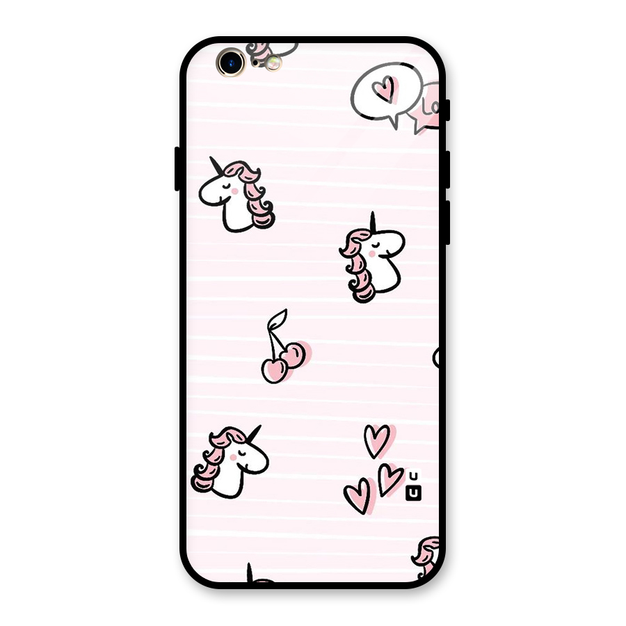 Strawberries And Unicorns Glass Back Case for iPhone 6 6S
