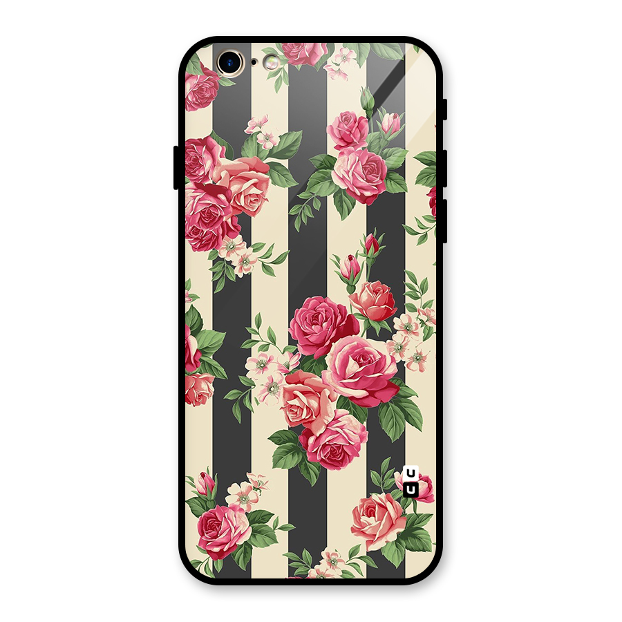 Stripes And Floral Glass Back Case for iPhone 6 6S