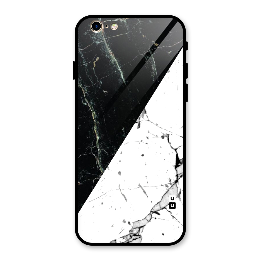 Stylish Diagonal Marble Glass Back Case for iPhone 6 6S