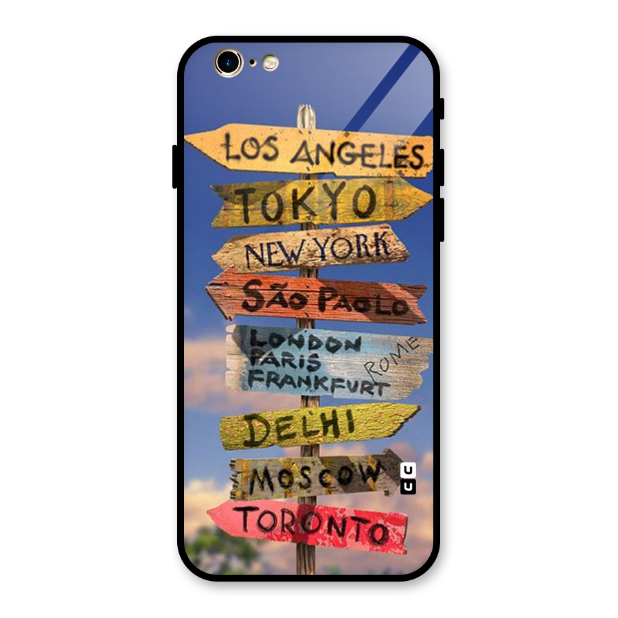 Travel Signs Glass Back Case for iPhone 6 6S