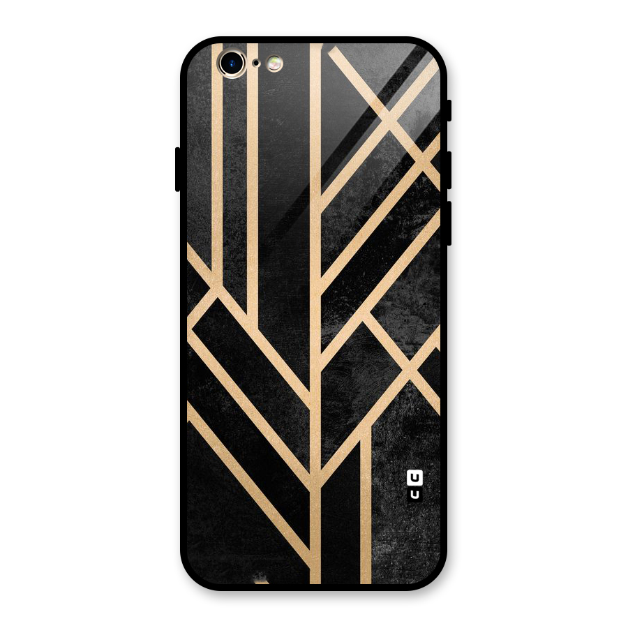Tri Lines Gold Glass Back Case for iPhone 6 6S
