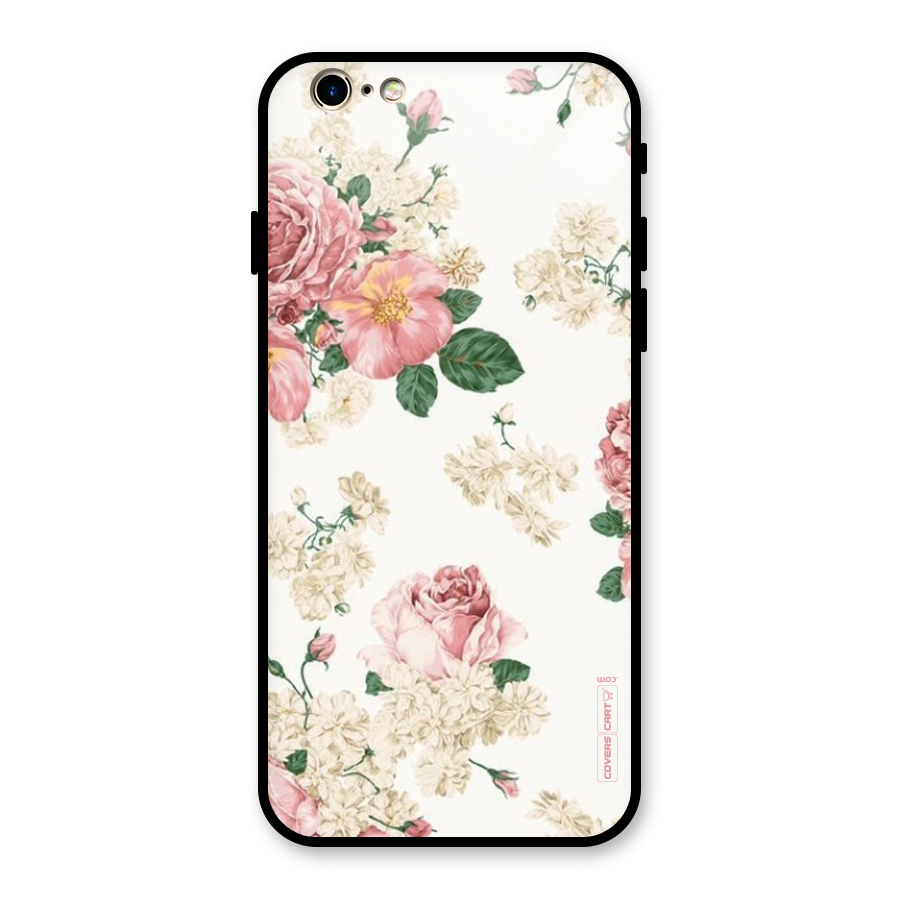 Vintage Floral Pattern Glass Back Case for iPhone 6 6S