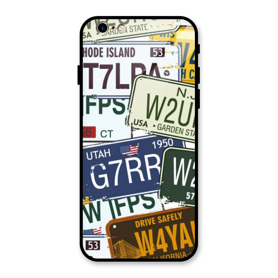 Vintage License Plates Glass Back Case for iPhone 6 6S