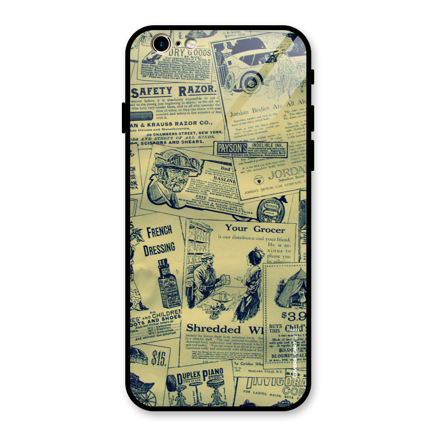 Vintage Newspaper Cutouts Glass Back Case for iPhone 6 6S