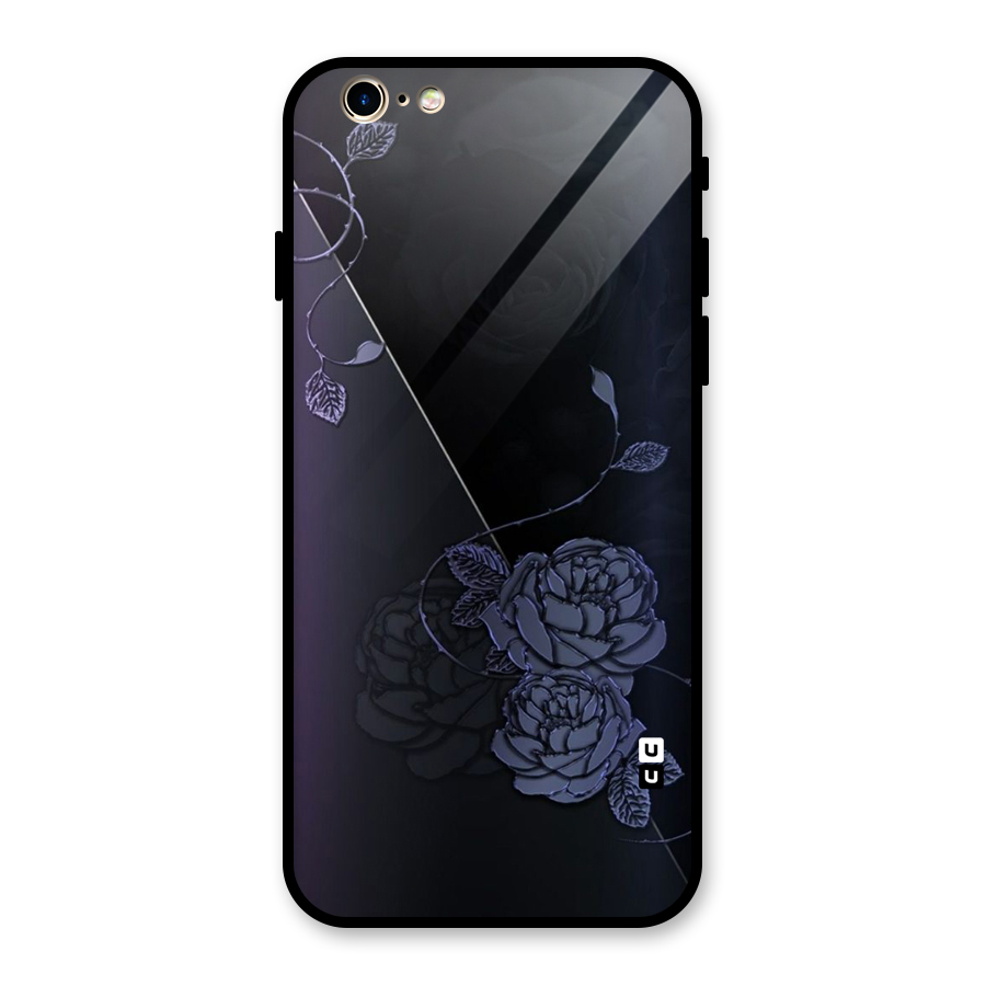 Voilet Floral Design Glass Back Case for iPhone 6 6S
