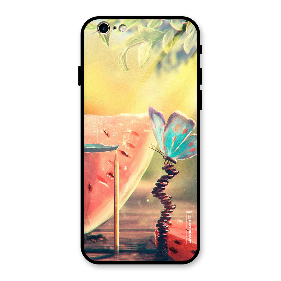 Watermelon Butterfly Glass Back Case for iPhone 6 6S